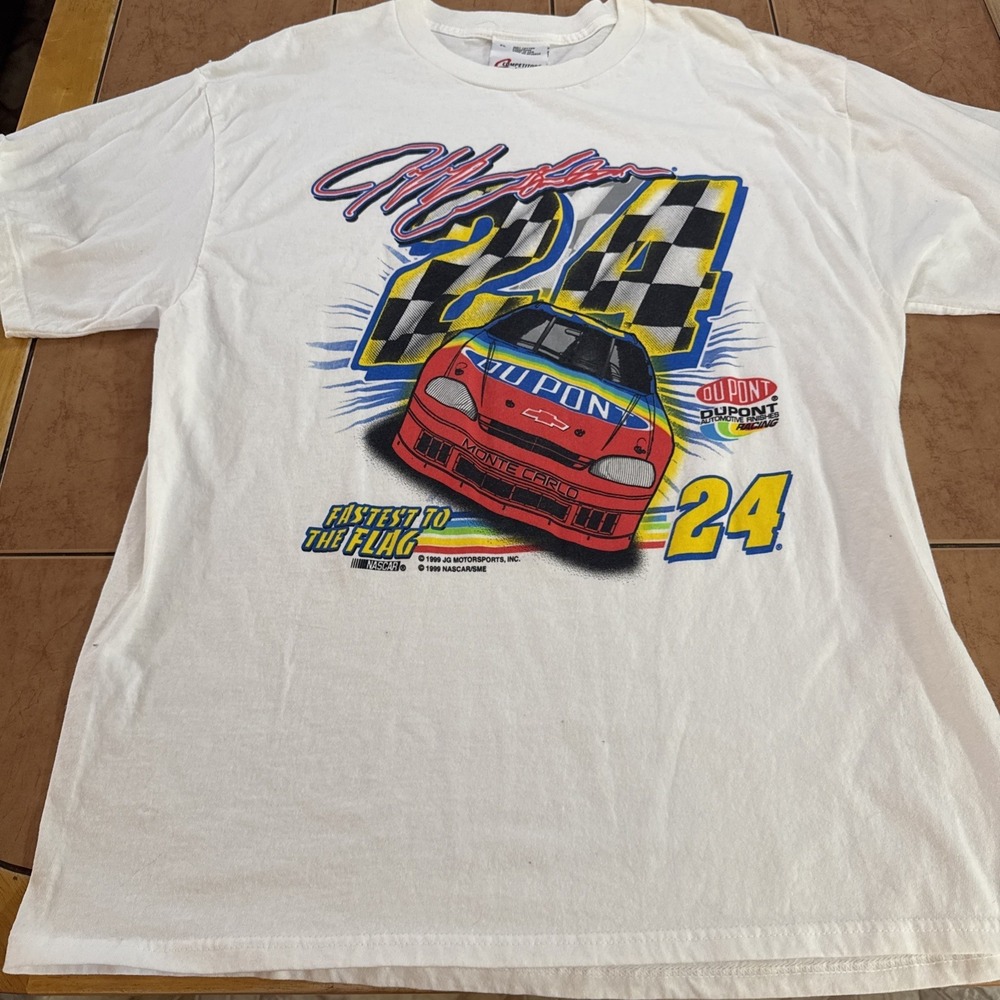 VTG 1999 Competitors View Jeff Gordon Racing White Cotton T-Shirt Sz XL USA Made